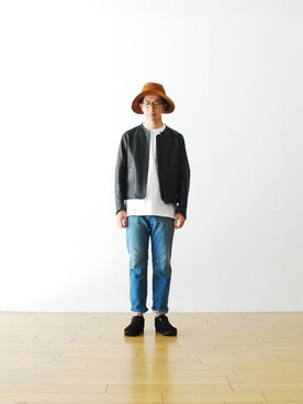「KIJIMA TAKAYUKI」｜「アイテム（ライダースジャケット）」を使った、WONDERMOUNTAINさん（メンズ・174cm）の夏コーディネート