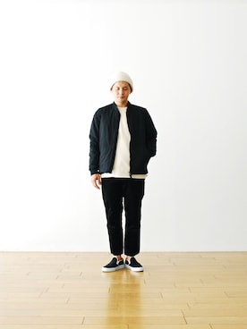 「ブラック」｜「アイテム（その他アウター）」を使った、WONDERMOUNTAINさん（メンズ・168cm）の秋コーディネート