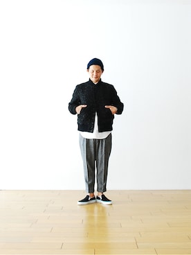 「KIJIMA TAKAYUKI」｜「アイテム（チェスターコート）」を使った、WONDERMOUNTAINさん（メンズ・168cm）の秋コーディネート
