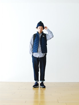 「アイテム（ダウンベスト）」を使った、WONDERMOUNTAINさん（メンズ・174cm・20代）の秋コーディネート