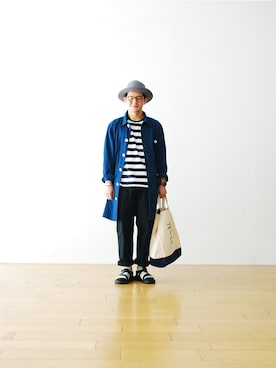 「BLUE BLUE（ブルーブルー）のアイテム（トップス）」を使った、WONDERMOUNTAINさん（メンズ・168cm）の春コーディネート