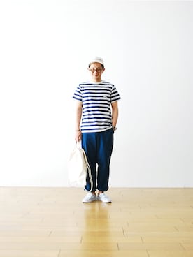 「MHL.（エムエイチエル）のアイテム（Tシャツ/カットソー）」を使った、WONDERMOUNTAINさん（メンズ・168cm）の春コーディネート