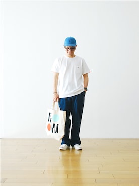 「MHL.」｜「アイテム（帽子）」を使った、WONDERMOUNTAINさん（メンズ・168cm）の夏コーディネート