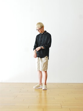 「Hender Scheme（エンダースキーマ）のアイテム（シューズ）」を使った、WONDERMOUNTAINさん（メンズ・174cm）の夏コーディネート