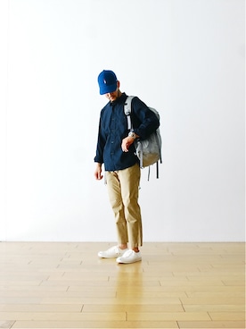 「MHL.（エムエイチエル）のアイテム」を使った、WONDERMOUNTAINさん（メンズ・168cm）の夏コーディネート