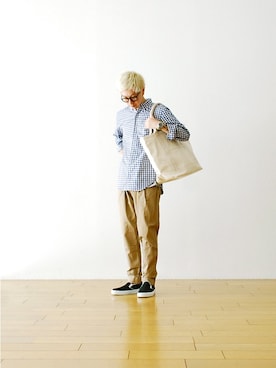 「Engineered Garments（エンジニアードガーメンツ）のアイテム（パンツ）」を使った、WONDERMOUNTAINさん（メンズ・174cm）の夏コーディネート