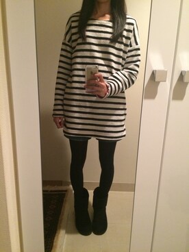 「おうちスタイル」｜「アイテム（チュニック）」を使った、miaさん（レディース・159cm）の春コーディネート