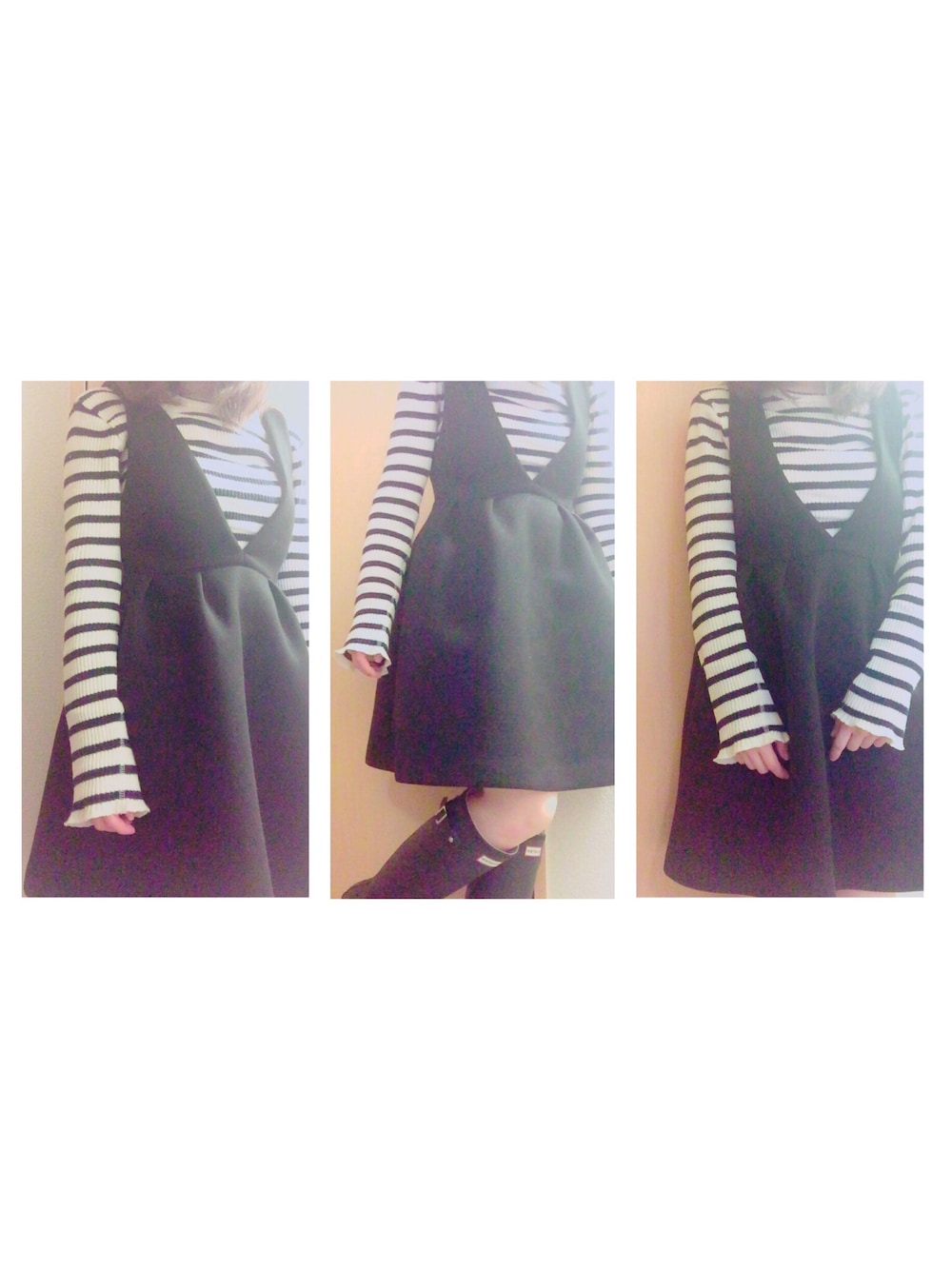 「雨の日コーデ、bed&breakfast、HUNTER、PeachJohn、低身長」｜「HUNTERのHUNTER / WOMENS ORIGINAL TALL（レインシューズ、ブラック系）」を使った、mina。さん（レディース・149cm）の春コーディネートの1枚目の写真