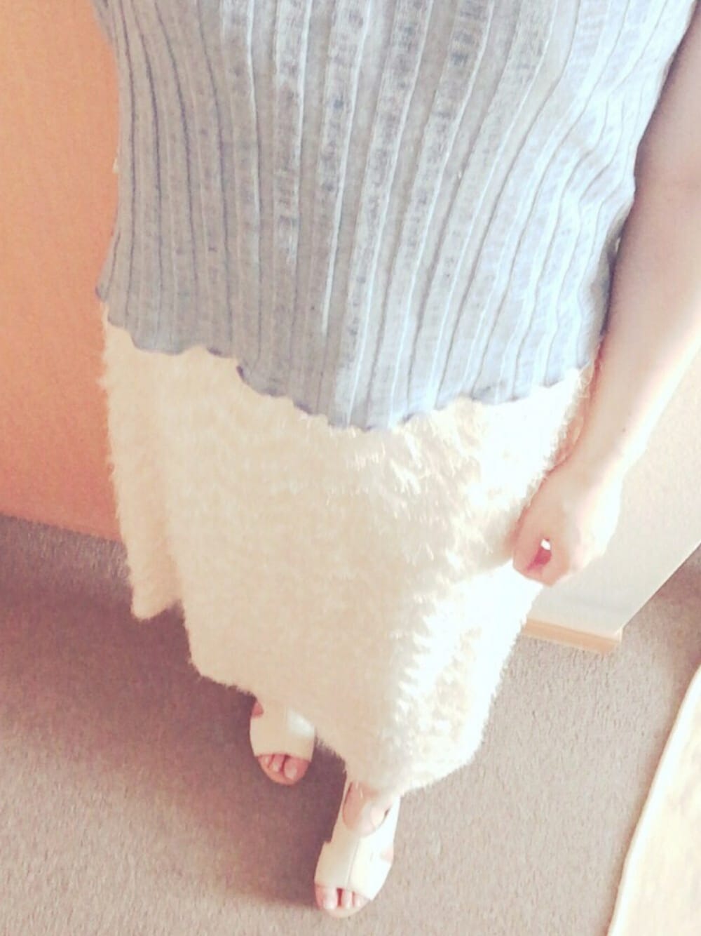 「GREED International(GREED International)、bed&breakfast、低身長」｜「BED&BREAKFASTのwide rib（タンクトップ、ブルー系）」を使った、mina。さん（レディース・149cm）の夏コーディネートの1枚目の写真