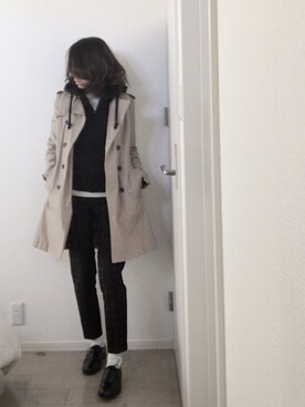 「ウィンドウペン」｜「アイテム（トレンチコート）」を使った、.ayuさん（レディース・163cm）の冬コーディネート