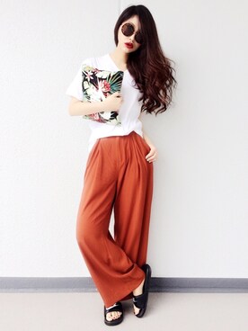 「H&M（エイチ・アンド・エム）のアイテム（スラックス）」を使った、Aiさん（レディース・162cm）の夏コーディネート