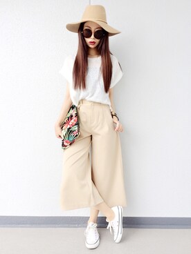「stradivarius（ストラディバリウス）のアイテム（帽子）」を使った、Aiさん（レディース・162cm）の夏コーディネート
