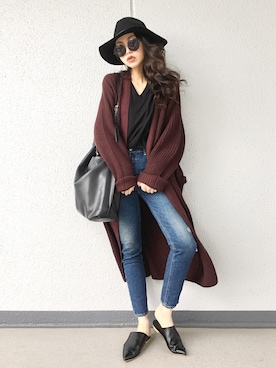 「SLY（スライ）のWOLT JW ANKLE SLIM-A（デニムパンツ）」を使った、Aiさん（レディース・163cm）の秋コーディネート