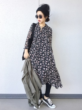 「Ameri（アメリ）のアイテム（ミリタリージャケット）」を使った、Aiさん（レディース・163cm）の秋コーディネート