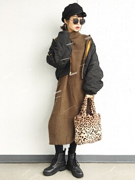「MOUSSY（マウジー）のアイテム（ブルゾン）」を使った、Aiさん（レディース・163cm）の秋コーディネート