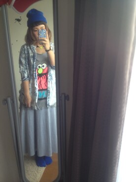 「H&M（エイチ・アンド・エム）のアイテム（タンクトップ、グレー系）」を使った、いしこ。さん（レディース・156cm）の春コーディネート
