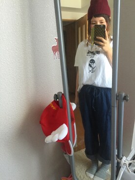 「niko and...（ニコアンド）のアイテム（Tシャツ/カットソー、ホワイト系）」を使った、いしこ。さん（レディース・156cm）の春コーディネート