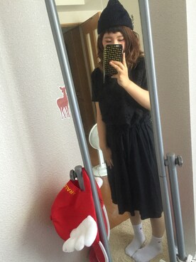 「niko and...（ニコアンド）のアイテム（ワンピース、ブラック系）」を使った、いしこ。さん（レディース・156cm）の春コーディネート