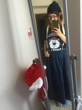 「niko and...（ニコアンド）のアイテム（Tシャツ/カットソー、ブルー系）」を使った、いしこ。さん（レディース・156cm）の夏コーディネート