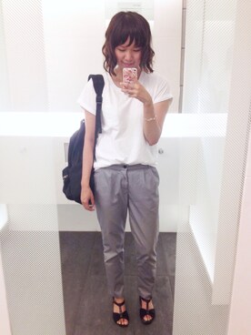 「shuca（シュカ）のアイテム（パンツ）」を使った、こるさん（レディース・166cm）の夏コーディネート