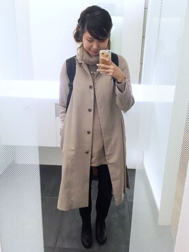 「ヘアアレンジ」｜「アイテム（ステンカラーコート）」を使った、こるさん（レディース・166cm）の秋コーディネート