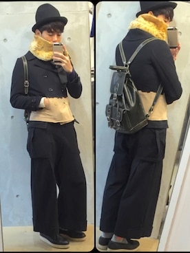 「mercibeaucoup,（メルシーボークー）のアイテム（その他シューズ）」を使った、snowさん（メンズ・183cm）の冬コーディネート