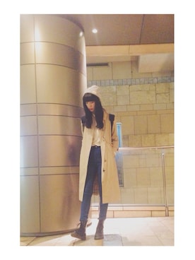 「UNIQLO（ユニクロ）のアイテム（その他トップス、ホワイト系）」を使った、MISAKIさん（レディース・176cm）の秋コーディネート