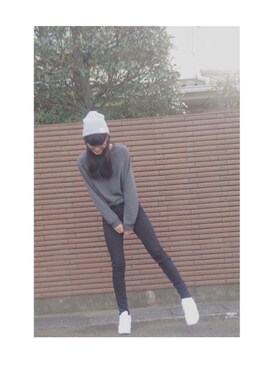 「UNIQLO（ユニクロ）のアイテム（スウェット、グレー系）」を使った、MISAKIさん（レディース・176cm）の秋コーディネート