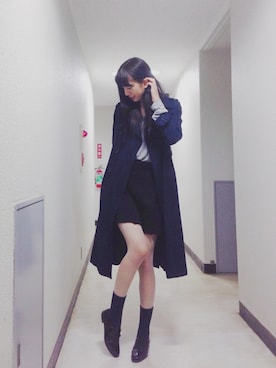 「古着のアイテム（トレンチコート、ブルー系）」を使った、MISAKIさん（レディース・176cm）の秋コーディネート