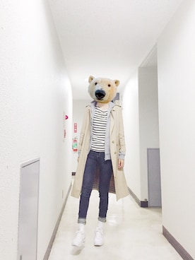 「NIKE（ナイキ）のアイテム（スニーカー、ホワイト系）」を使った、MISAKIさん（レディース・176cm）の冬コーディネート