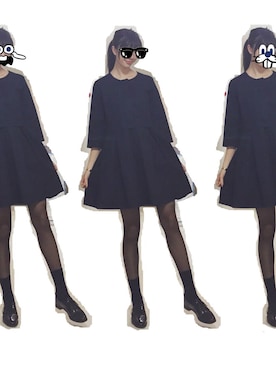 「GAP（ギャップ）のアイテム（ワンピース、ブラック系）」を使った、MISAKIさん（レディース・176cm）の春コーディネート