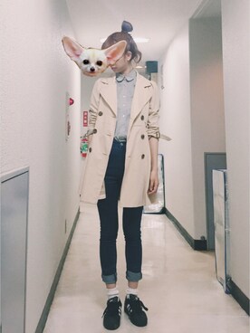 「TITTY&CO.（ティティーアンドコー）のアイテム（トレンチコート）」を使った、MISAKIさん（レディース・176cm）の春コーディネート