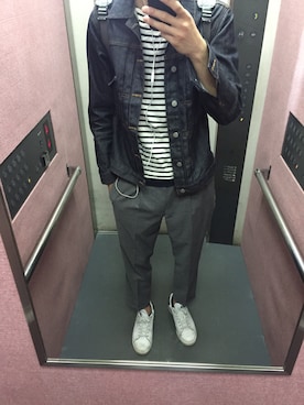 「アイテム（デニムジャケット）」を使った、ゆーきさん（メンズ・180cm）の春コーディネート