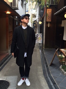「carhartt」｜「アイテム（チェスターコート）」を使った、hiroyukiさん（メンズ・175cm）の冬コーディネート