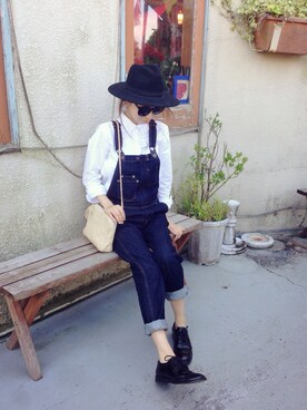 「TODAYFUL（トゥデイフル）のアイテム（サロペット/オーバーオール）」を使った、yurieさん（レディース・156cm）の秋コーディネート