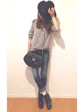 「DHOLIC（ディーホリック）のアイテム（帽子）」を使った、yurieさん（レディース・156cm）の秋コーディネート