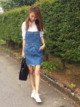 「TODAYFUL（トゥデイフル）のアイテム（サロペット/オーバーオール）」を使った、yurieさん（レディース・156cm）の夏コーディネート