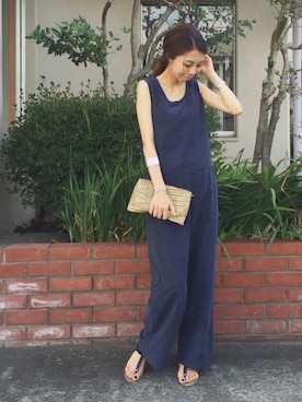 「TODAYFUL（トゥデイフル）のアイテム（つなぎ/オールインワン）」を使った、yurieさん（レディース・156cm）の夏コーディネート