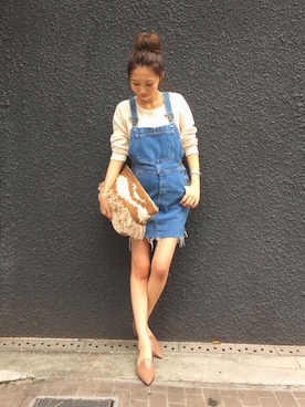 「TODAYFUL（トゥデイフル）のアイテム（サロペット/オーバーオール）」を使った、yurieさん（レディース・156cm）の秋コーディネート