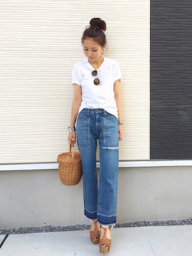 「Three Four Time（ｽﾘｰﾌｫｰﾀｲﾑ）のアイテム」を使った、yurieさん（レディース・156cm）の夏コーディネート