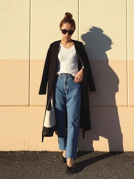「TODAYFUL（トゥデイフル）のアイテム（ステンカラーコート）」を使った、yurieさん（レディース・156cm）の秋コーディネート