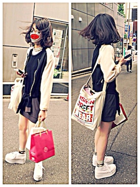 「厚底」｜「アイテム（スタジャン）」を使った、ゆみさん（レディース・166cm）の春コーディネート