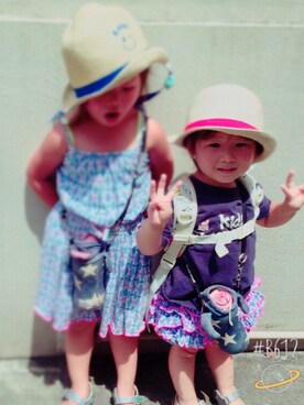 「fafa（フェフェ）のアイテム（パンツ）」を使った、SaA◡̈⃝︎さん（キッズ・100cm）の夏コーディネート
