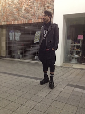 「MIHARAYASUHIRO（ミハラヤスヒロ）のアイテム（ライダースジャケット）」を使った、jesse@heIkさん（メンズ・171cm）の春コーディネート