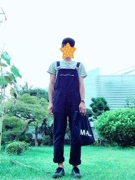「MHL.（エムエイチエル）のアイテム（オールインワン・サロペット）」を使った、こーへいさん（メンズ・172cm）の秋コーディネート