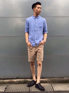 「アイテム（シャツ/ブラウス）」を使った、SHUHEI SATOさん（メンズ・190cm）の夏コーディネート