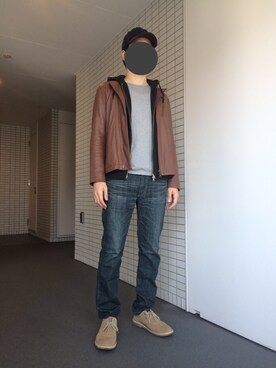 「アーバンリサーチ」｜「アイテム（ライダースジャケット）」を使った、ごすさん（メンズ・174cm）の冬コーディネート