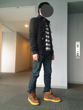 「NIKE」｜「アイテム（ダッフルコート）」を使った、ごすさん（メンズ・174cm）の冬コーディネート