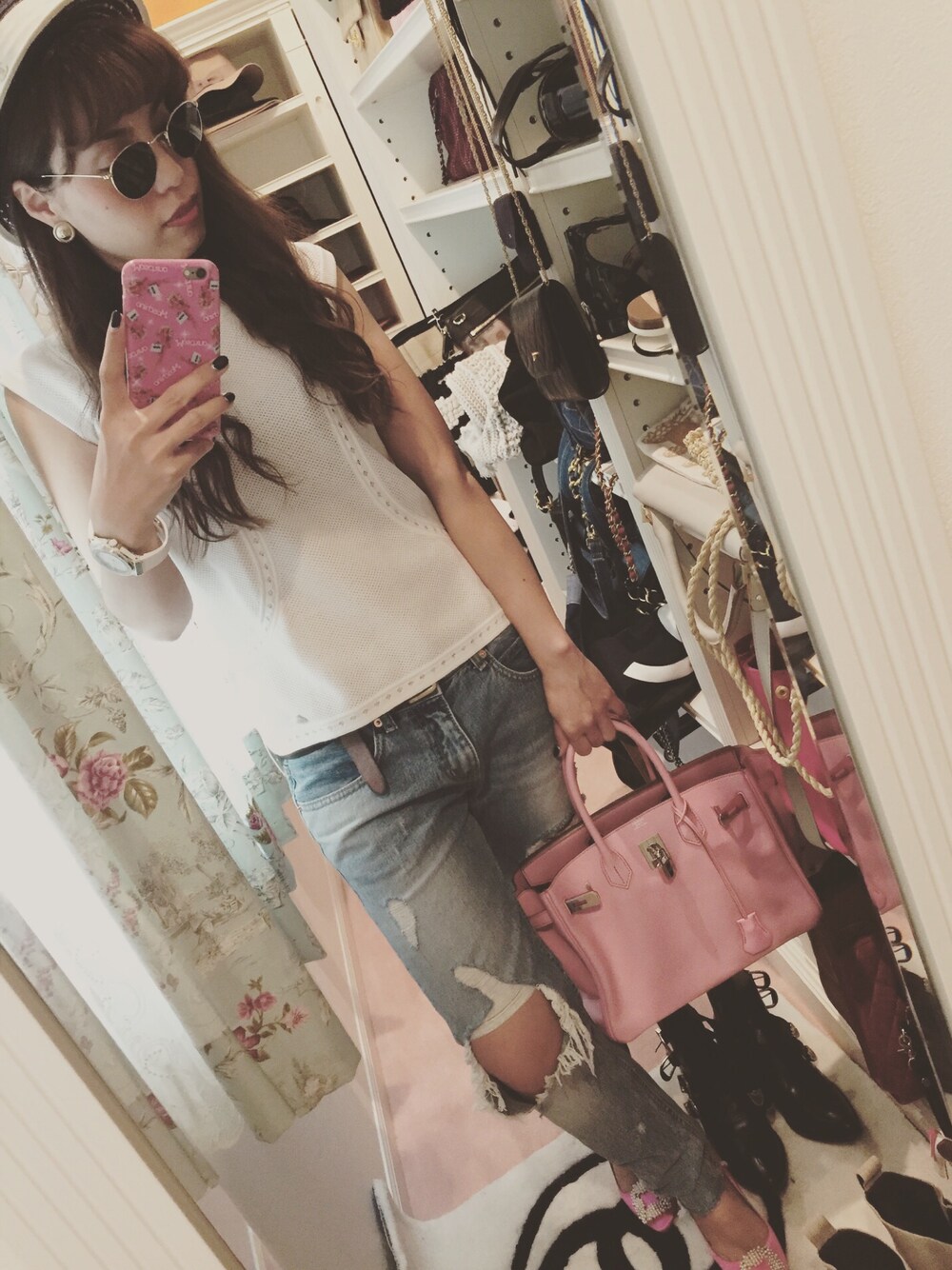 「denim」｜「CHANELのアイテム（Tシャツ/カットソー、ホワイト系）」を使った、yuki♡さん（レディース・158cm）の夏コーディネートの1枚目の写真