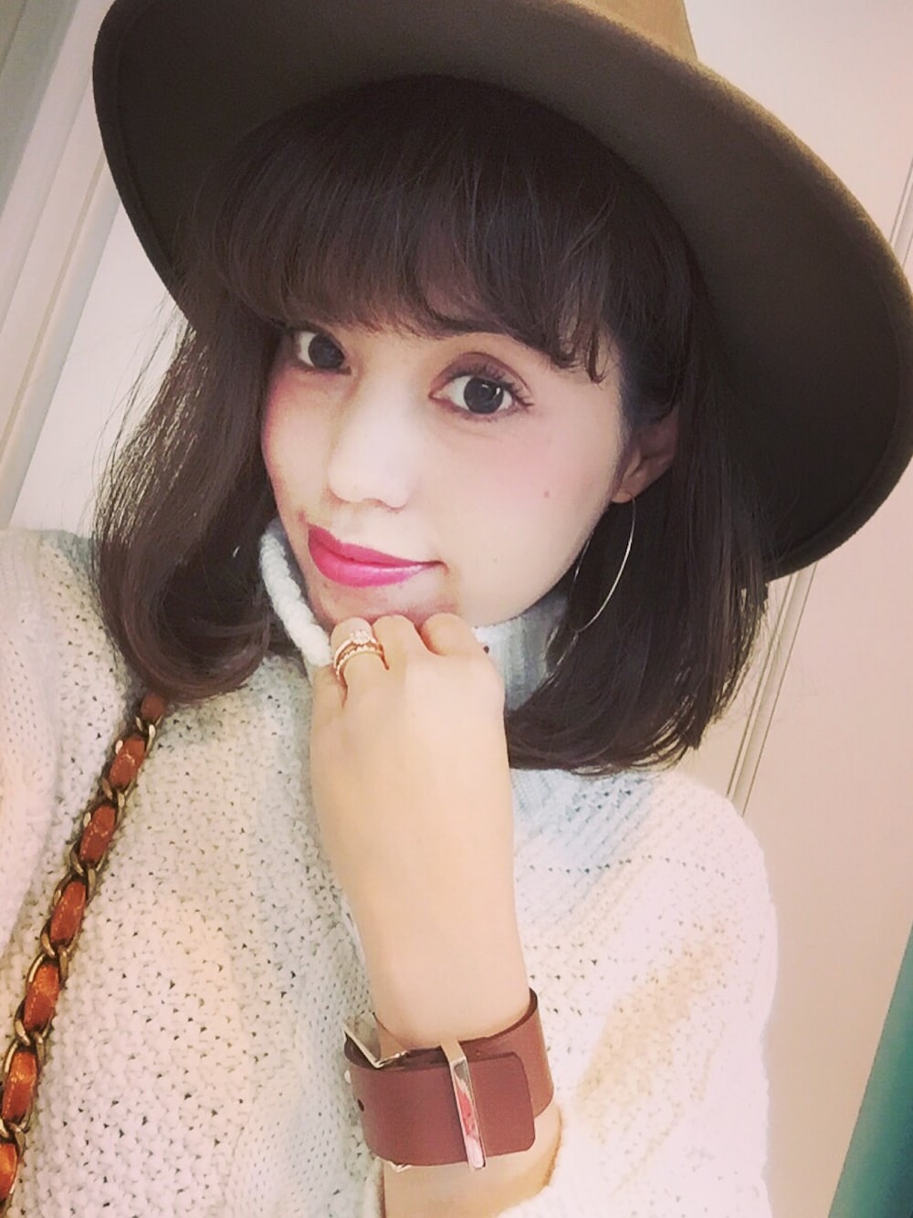 「ブラウン」｜「MAISON BOINETのアイテム（ブレスレット、ブラウン系）」を使った、yuki♡さん（レディース・158cm）の冬コーディネートの1枚目の写真